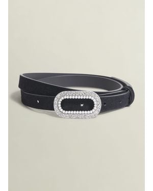 Hobbs Cathy Jewelled Suede Belt - Black