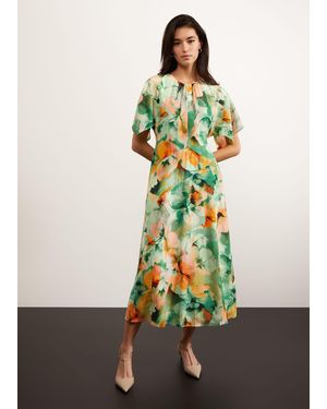 Hobbs Rosemoor Silk Midi Dress - Green