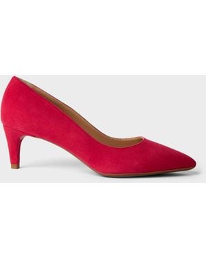 Hobbs Polly Suede Kitten Heel Court Shoes - Red