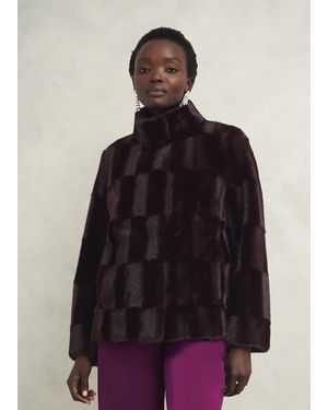 Hobbs Luxurious Faux Fur Boxy Coat - Purple