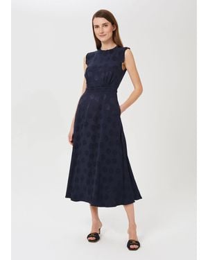 Hobbs Ashley Jacquard Spot Dress - Blue