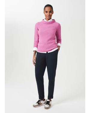 Hobbs Tapered Twill Joggers with Tie Belt - Pink