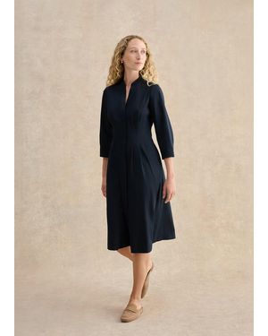 fitted blue jean dress Bay Side Long Sleeve Denim Midi Dress Indigo