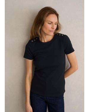 Hobbs Eva Ribbed T-Shirt - Black