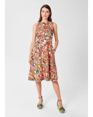 Hobbs Petite Linen Toucan Print Dress - White