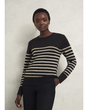 Hobbs Destiny Sparkle Stripe Jumper - Black