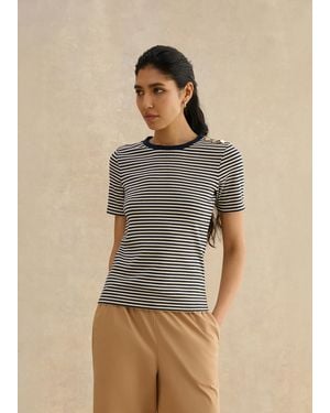 Hobbs Tamsin Sparkle Cotton Blend T-Shirt - Natural