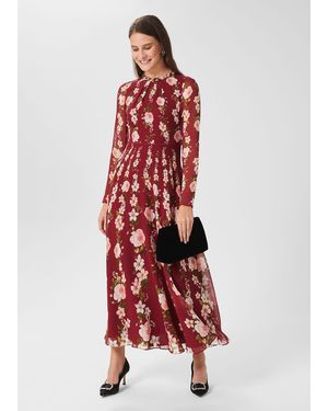 Hobbs Rosabelle Silk Floral Dress - Red