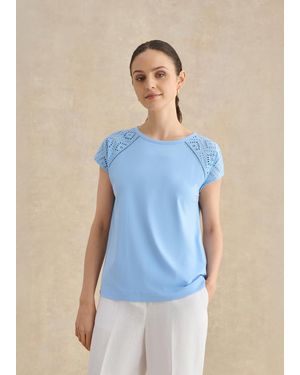 Hobbs Ivana Cotton Broderie Top - Blue