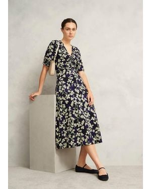 Hobbs Petite Floral Peyton Jersey Midi Dress - White