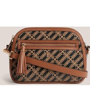 Hobbs Carlton Leather Canvas Crossbody Bag - Brown