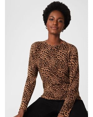 Hobbs Pamela Cotton Animal Print Jumper - Multicolour