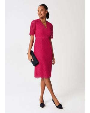 Hobbs Anastasia Lace Shift Dress - Red