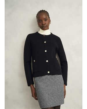 Hobbs Simona Wool Blend Knitted Jacket - Blue