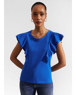 Hobbs Isabella Cotton Slub Top - Blue