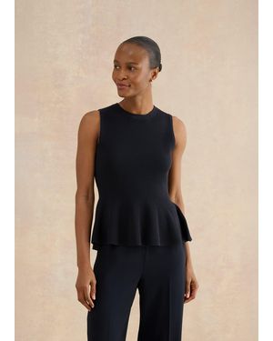 Hobbs Bowes Ribbed Knitted Peplum Top - Blue