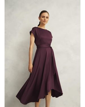 Hobbs Agnes Satin Tie Dress - Purple
