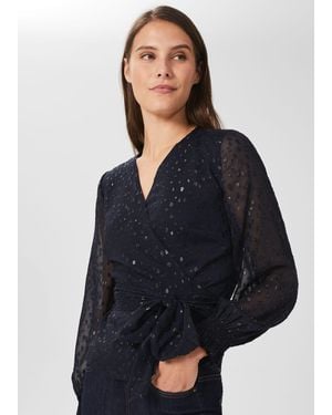Hobbs Elizabeth Lurex Blouse - Blue