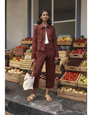 Hobbs Lillie Linen Cropped Trousers - Metallic