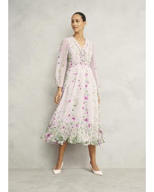 Hobbs Fay Silk Bow Detail Dress - Natural