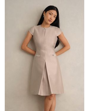 Hobbs Avery Wool Silk Dress - Natural