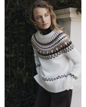 Hobbs Anya Fairisle Chunky Crew Jumper - Grey