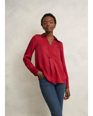 Hobbs Marie Satin Blouse - Red