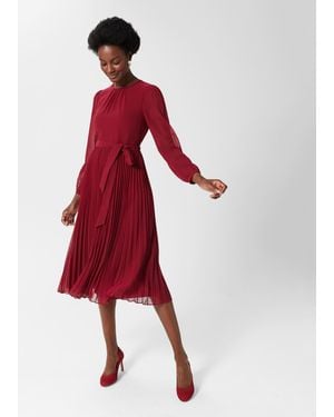 Hobbs Paulina Pleated Dress - Red