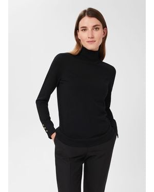 Hobbs Lara Merino Wool Roll Neck Jumper - Black