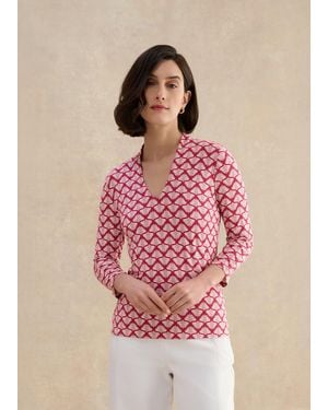 Hobbs Aimee Printed Top - Pink