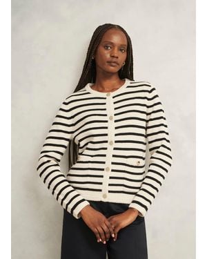 Hobbs Oatmeal Simona Wool Blend Striped Knitted Jacket - Multicolour