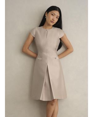 Hobbs Avery Wool Silk Dress - Natural