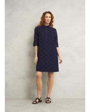 Hobbs Petite Marcia Broderie Dress - Blue