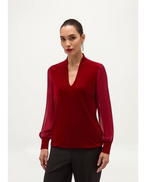 Hobbs Aimee Velvet Top - Red