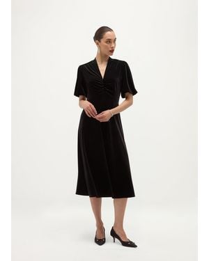 Hobbs Eleanora Velvet Button Through Dress - Black