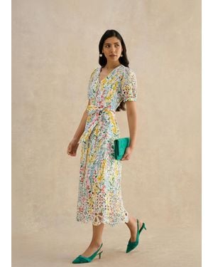 Hobbs Petite Christie Floral Broderie Dress - Natural