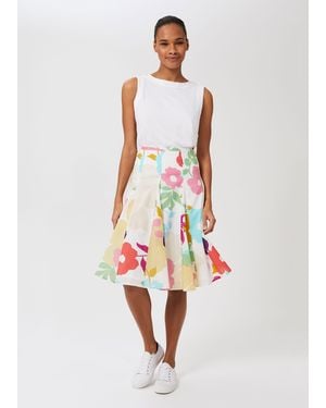 Hobbs Melina Cotton Floral Full Skirt - White