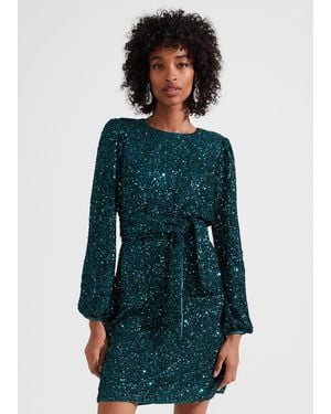 Hobbs Bette Sequin Dress - Green