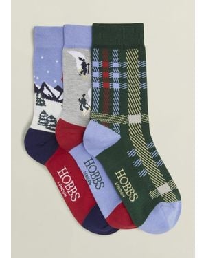 Hobbs Colorful Tartan Winter Sock Set - Blue