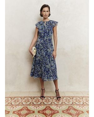 Hobbs Dawn Frill Collar Dress - Blue