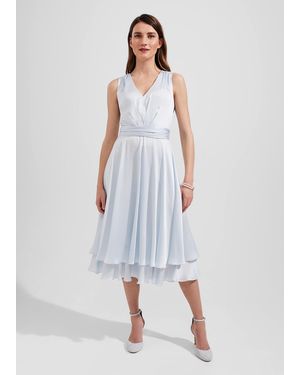 Hobbs Viola Satin Fit And Flare Dress - White