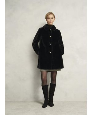 Hobbs Rue Faux Fur Coat - Black