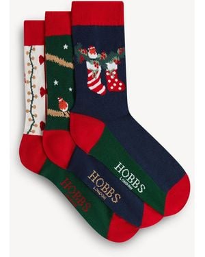 Hobbs Festive Robin Sock Set - Red