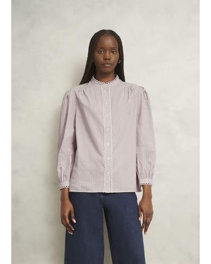 Hobbs Becca Cotton Stripe Blouse - Natural