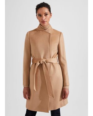 Hobbs Ada Wool Wrap Coat - Natural