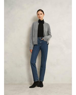 Hobbs Bonnie Wool Blend Knitted Bomber Jacket - Blue