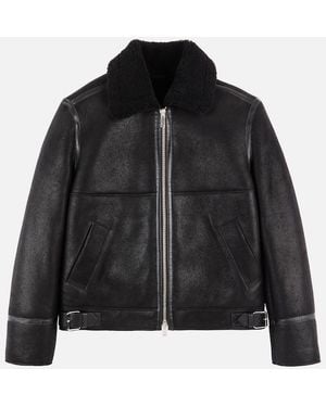 Hogan Chaqueta En Shearling Encerado - Negro