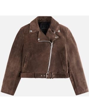 Hogan Bikerjacke aus Veloursleder - Braun
