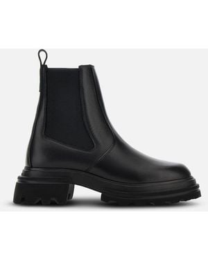 Hogan Mini Leather Chelsea Ankle Boots - Black