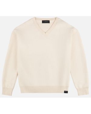 Hogan Pull Col En V En Maille Double - Blanc